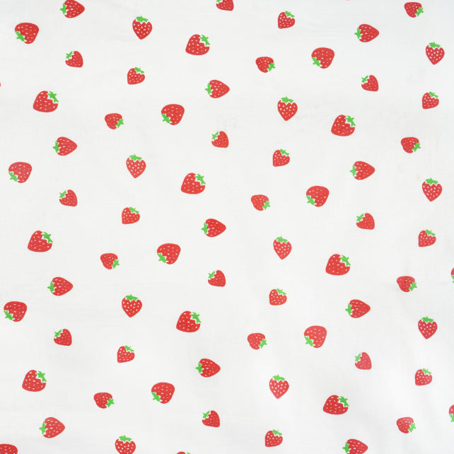 Tissu Coton Mix de Fraises Fond Blanc | Laize 1m60