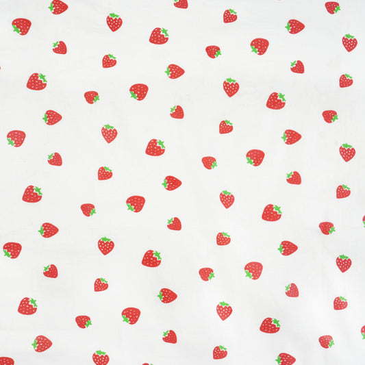 Tissu Coton Mix de Fraises Fond Blanc | Laize 1m60