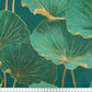 Tissu Coton Fleur de Lotus Fond Vert | Laize 1m55