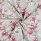 Tissu Coton Grandes Fleurs de Lys Burgundy Fond Gris | Laize 1m55