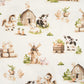 Tissu Coton Grange Moulin Ferme Fond Beige | Laize 1m55