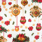 Tissu Coton Noël Guirlandes Boules Fond Blanc | Laize 1m55