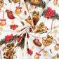 Tissu Coton Noël Guirlandes Boules Fond Blanc | Laize 1m55