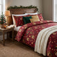 Tissu Coton Noël Guirlandes Boules Bordeaux Blanc | Laize 1m55