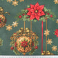 Tissu Coton Noël Guirlandes Boules Fond Vert | Laize 1m55