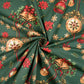 Tissu Coton Noël Guirlandes Boules Fond Vert | Laize 1m55