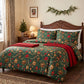 Tissu Coton Noël Guirlandes Boules Fond Vert | Laize 1m55