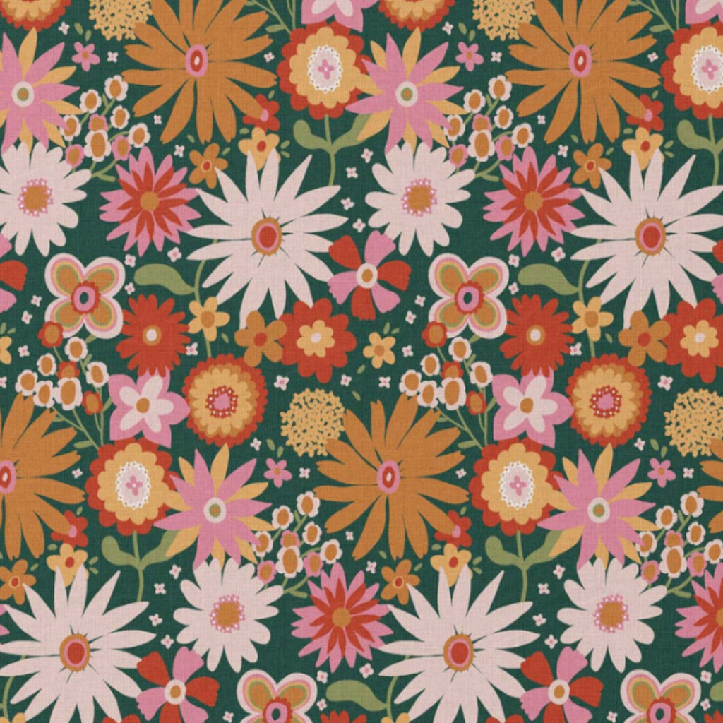 Coton Fleurs Childhood Vert Orange | Laize 1m50