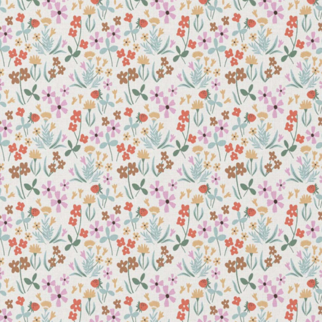 Tissu Coton Imprimé Fleurs Mathilde Ecru | Laize 1m50