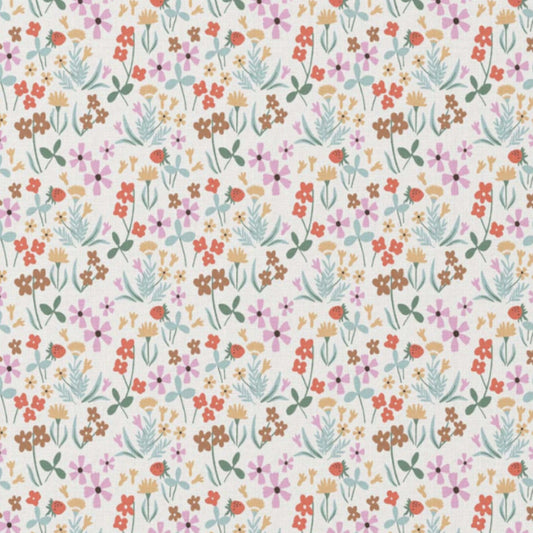 Tissu Coton Imprimé Fleurs Mathilde Ecru | Laize 1m50