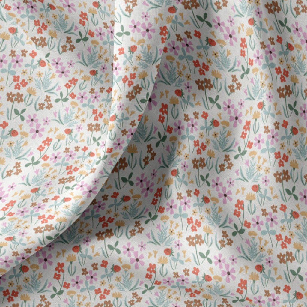 Tissu Coton Imprimé Fleurs Mathilde Ecru | Laize 1m50