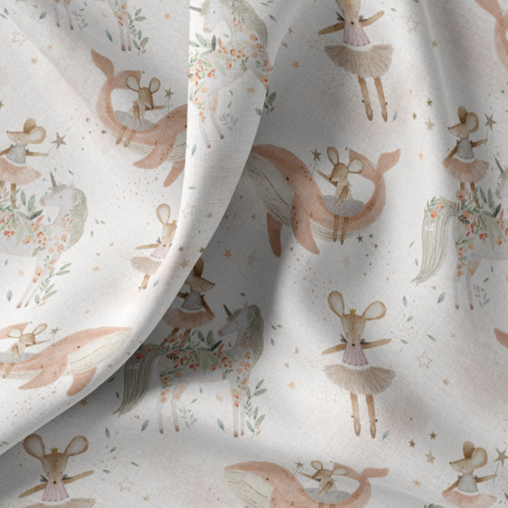 Coton Souris Baleine Licorne Mariette Fond Blanc | Laize 1m50