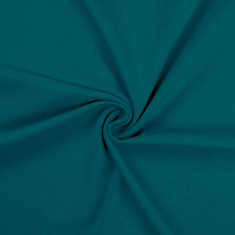 Tissu Coton Jersey Uni Vert Paon | Laize 1m50 | 220gr/m²