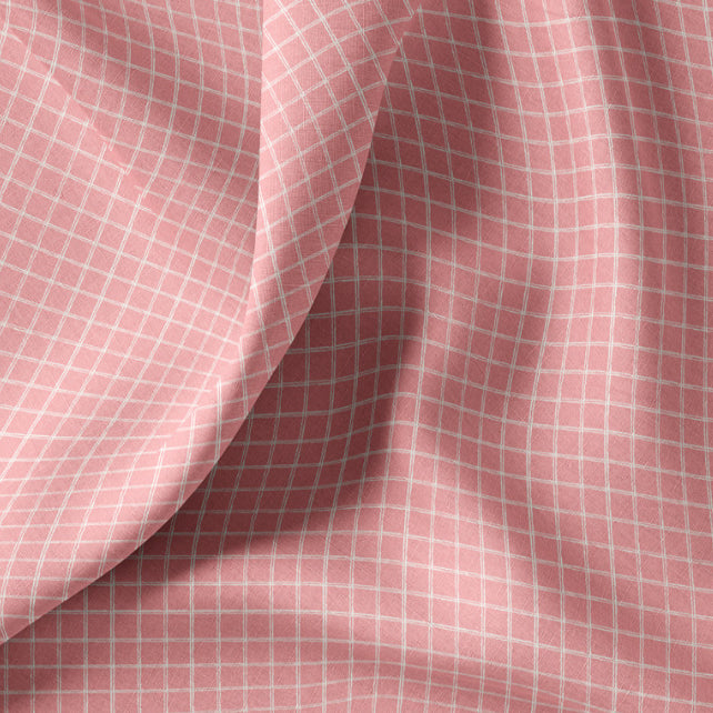 Tissu Coton Carrés Jules Blanc Rose Fané | Laize 1m50