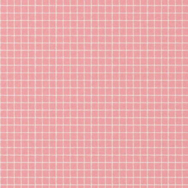Tissu Coton Carrés Jules Blanc Rose Fané | Laize 1m50