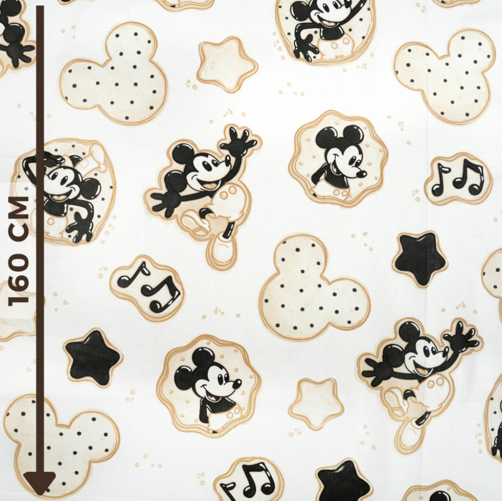 Tissu Coton Mickey Print Fond Blanc | Laize 1m55
