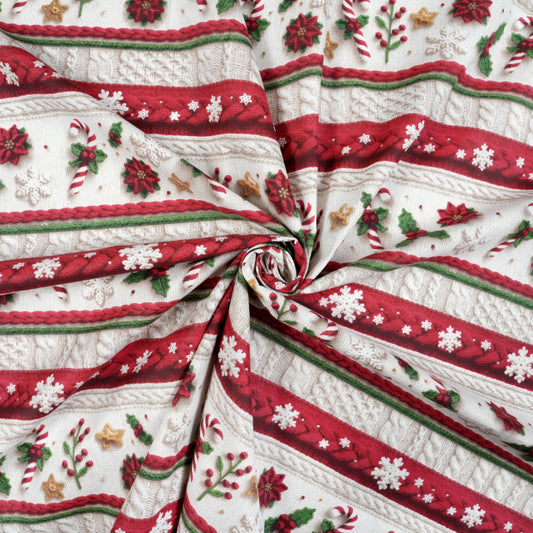 Tissu Coton Motif Pull de Noël Fond Blanc | Laize 1m55