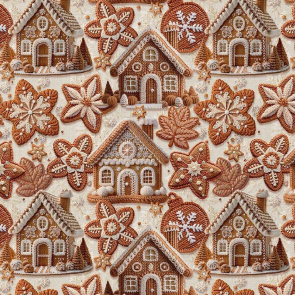 Tissu Coton Noël Numérique Cinnamon Beige Camel | Laize 1m50