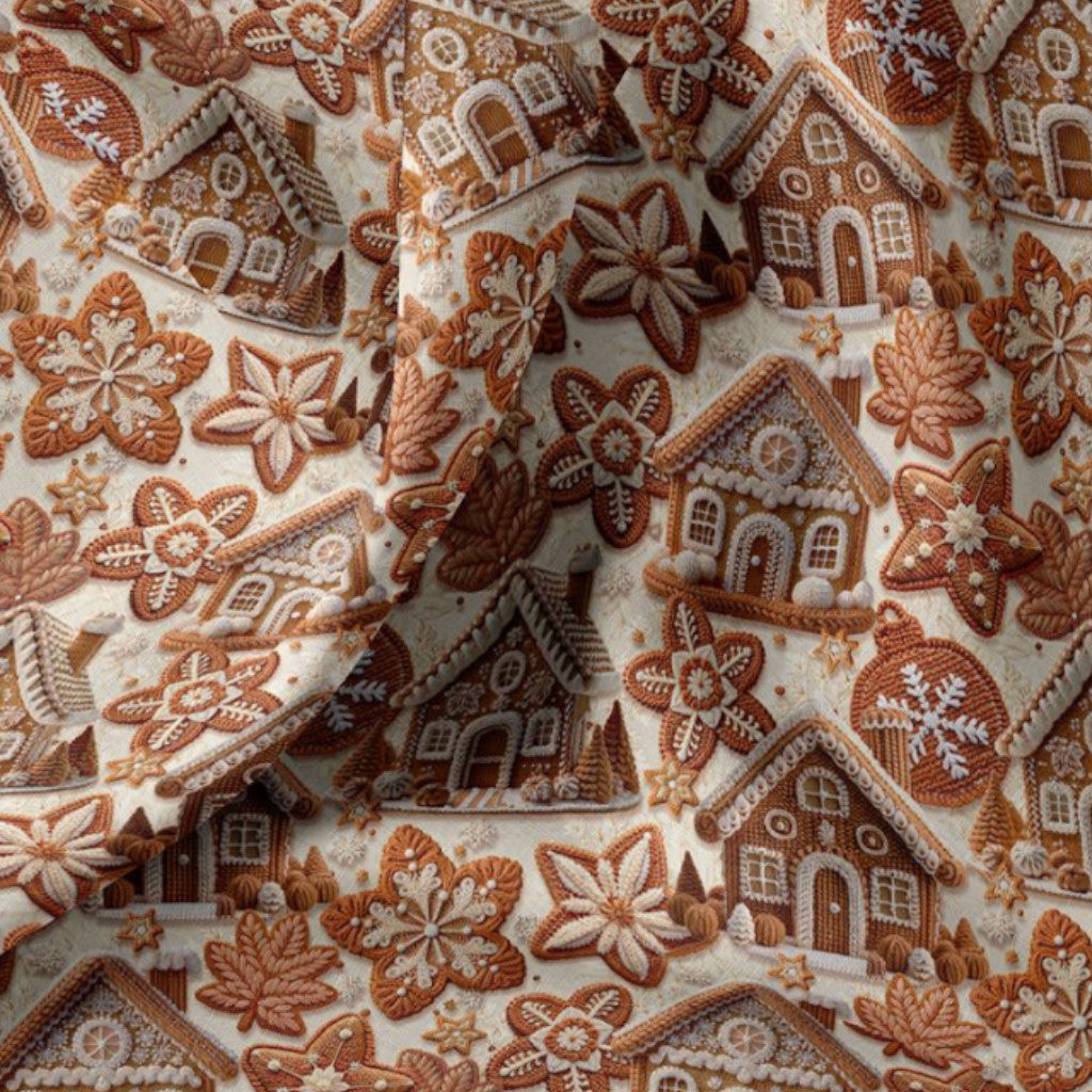 Tissu Coton Noël Numérique Cinnamon Beige Camel | Laize 1m50