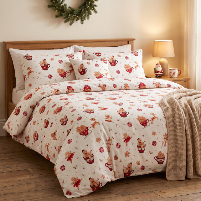 Tissu Coton Noël Pain d'Epice Lolipop Fond Blanc | Laize 1m55