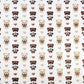 Tissu Coton Oursons et Cœurs Brun Foncé Fond Blanc | Laize 1m55