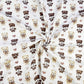 Tissu Coton Oursons et Cœurs Brun Foncé Fond Blanc | Laize 1m55