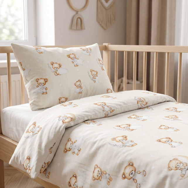 Tissu Coton Ourson Rêves Etoile Lune Fond Beige | Laize 1m60