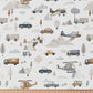 Tissu Coton voyage Roadtrip Fond Blanc Carrés | Laize 1m50
