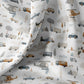 Tissu Coton voyage Roadtrip Fond Blanc Carrés | Laize 1m50