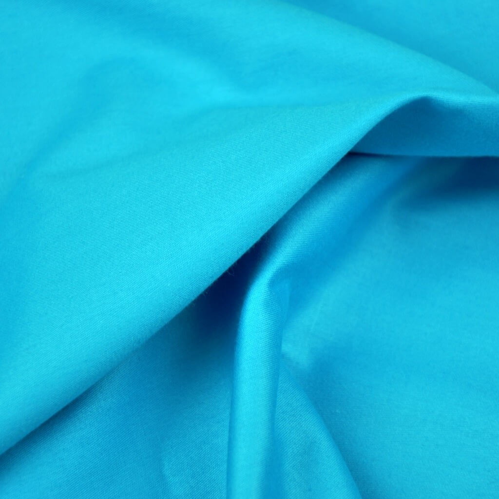 Tissu Satin De Coton Uni | Bleu Turquoise