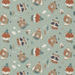 Tissu Coton Noël Sylvestre Fond Vert | Laize 1m50