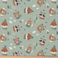 Tissu Coton Noël Sylvestre Fond Vert | Laize 1m50
