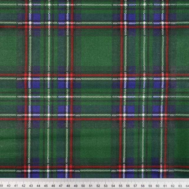 Tissu Coton Noël Motif Tartan Vert et Bleu | Laize 1m55