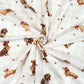 Tissu Coton Chien Teckel Carrés Blanc et Beige | Laize 1m55