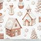 Tissu Coton Noël Village de Noël Blanc Beige | Laize 1m55