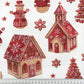 Tissu Coton Noël Village de Noël Rouge Beige | Laize 1m55