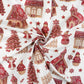 Tissu Coton Noël Village de Noël Rouge Beige | Laize 1m55