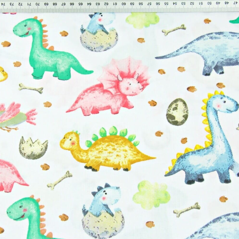 Dinosaures Baby Pastel Fond Blanc | 1m x 1m60
