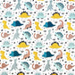 Dinosaures Colorés Fond Blanc | 1m x 1m60