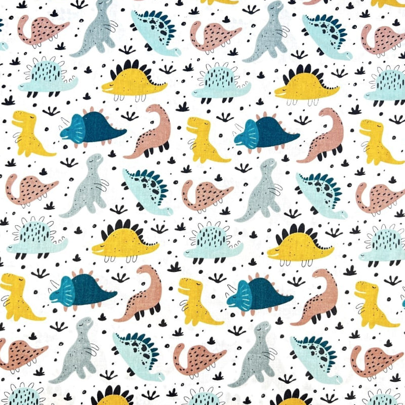 Dinosaures Colorés Fond Blanc | 1m x 1m60