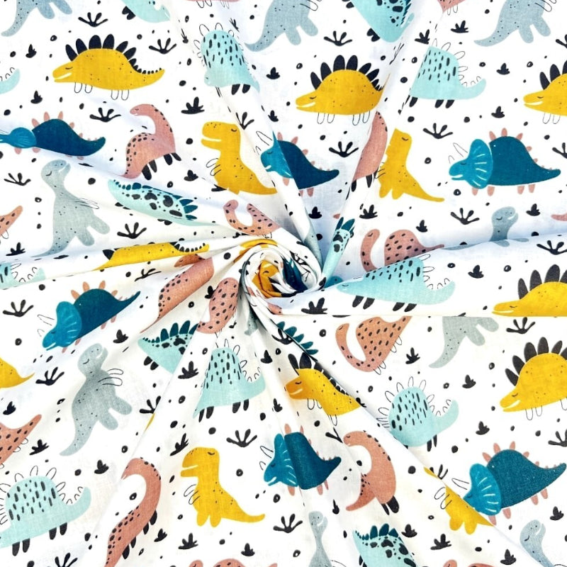 Dinosaures Colorés Fond Blanc | 1m x 1m60