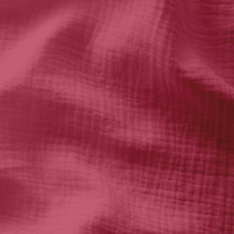 Double Gaze De Coton Uni - Pourpre (Fuchsia)