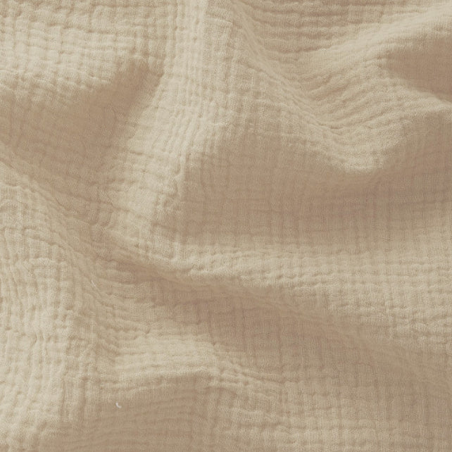 Tissu Double Gaze De Coton Uni - Couleur Lin (beige)