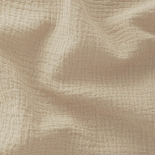 Tissu Double Gaze De Coton Uni - Couleur Lin (beige)