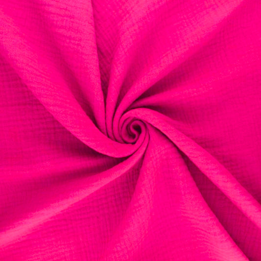 Double Gaze De Coton Uni - Rose Cyclamen - Laize 130cm