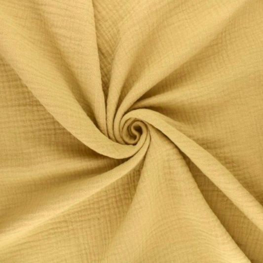 Double Gaze De Coton Uni - Lemon Jaune Citron - Laize 130cm