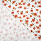 Tissu Double Gaze De Coton Imprimé | Fleurs Rouges Fond Blanc