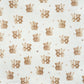 Tissu Double Gaze De Coton Imprimé | Lapin Ourson Coeur Brun | Laize 155cm