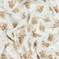 Tissu Double Gaze De Coton Imprimé | Lapin Ourson Coeur Brun | Laize 155cm