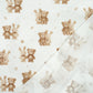 Tissu Double Gaze De Coton Imprimé | Lapin Ourson Coeur Brun | Laize 155cm
